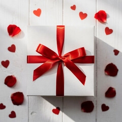 gift box with red ribbon and heart
