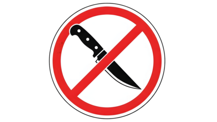 Knife prohibition sign on white background
