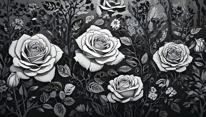 black and white roses