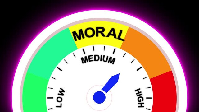 Moral meter showing medium level gauge indicator meter measurement.