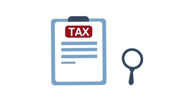 Tax Paper with Magnifying Concept 2d animation
