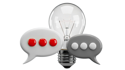 Lightbulb with speech bubbles - symbol for ideas and communication