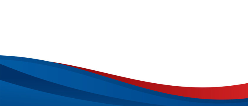 Modern abstract banner featuring smooth layered waves in blue and red colors, ideal for corporate headers, presentations, and marketing layouts.