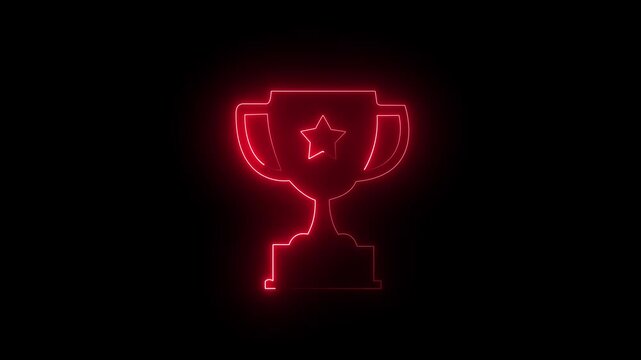 Glowing neon line Award cup icon isolated on black background. Winner trophy symbol. Championship or competition trophy. Sports achievement sign.