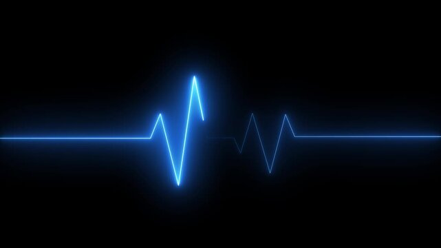 Heartbeat monitor EKG line monitor showing heart pulse .Neon sign heartbeat signal animation. Heart bit signal animated.