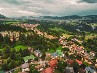 Fototapeta premium aerial view of Roana at sunset, Italy