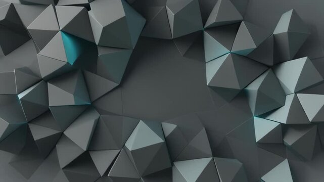 Abstract Grey Triangle Geometric Low Poly Pattern with Teal