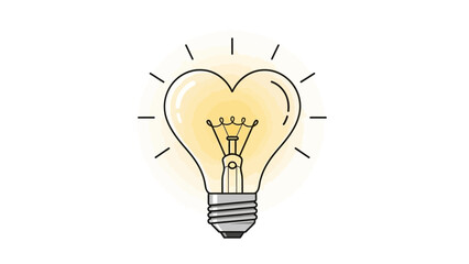 Heart-shaped light bulb illustration symbolizing creativity and innovation