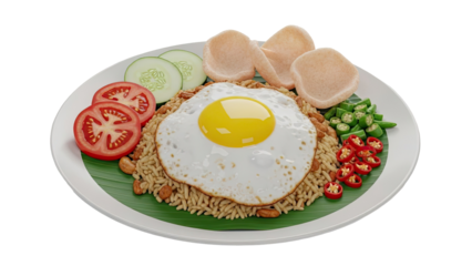 Nasi Goreng with Fried Egg and Side Garnishes