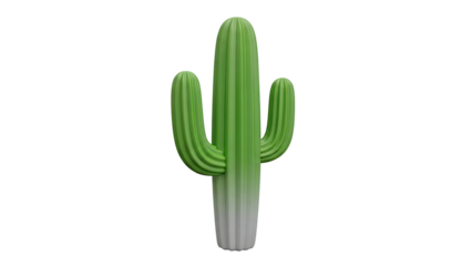 Stylized Saguaro Cactus on White Background