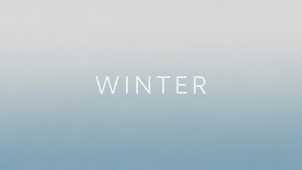 Obraz premium The word WINTER is displayed in white text against a soft gradient background transitioning from light blue to white.