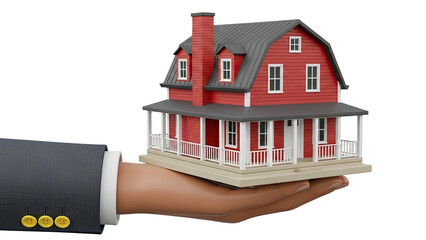 Hand holding a miniature red house