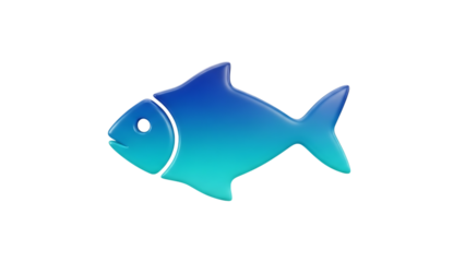 Glowing blue fish isolated on transparent background