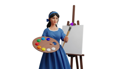 Artist with Paint Palette and Brush