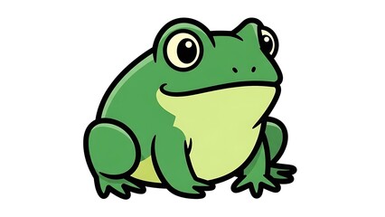Obraz premium Green Cartoon Frog Illustration on White.