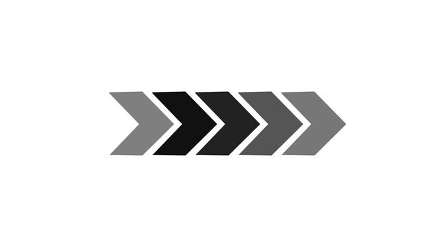 Three Gradient Gray Arrows Pointing Right on White Background dark gray medium gray