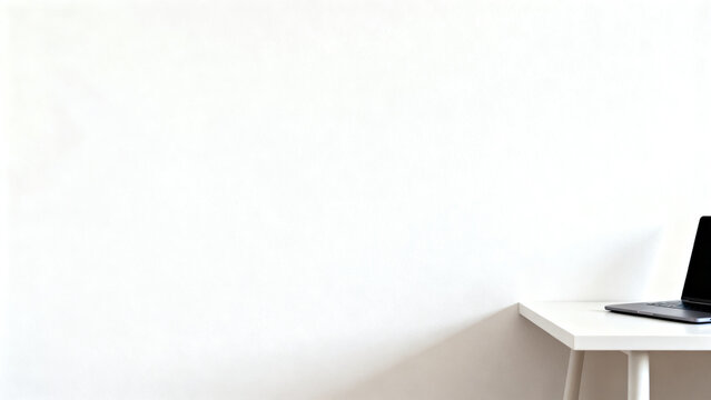 Workspace on Right Edge with Large Empty Space for Text, Modern Office, left empty