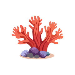 Obraz premium Cartoon coral reef illustration with starfish and sea shells 