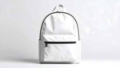 Front view school backpack mockup with blank surface, perfect for logo placement, branding presentation, education product design, and commercial advertising use.