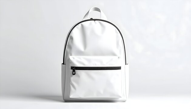 Front view school backpack mockup with blank surface, perfect for logo placement, branding presentation, education product design, and commercial advertising use.