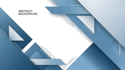 Abstract geometric design with blue and white shapes and illegible text