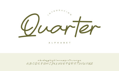 Quarter Vintage Retro Monoline Script Font Alphabet Vector For Badge Logo Design