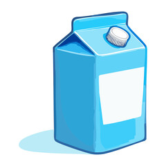 Obraz premium Blue Paper Carton for Fresh Milk or Water Packaging with Plastic Cap for Healthy Lifestyle and Breakfast - Vector Illustration