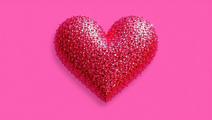Obraz premium Shimmering red heart on pink background