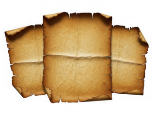 Antique parchment scrolls isolated on transparent background