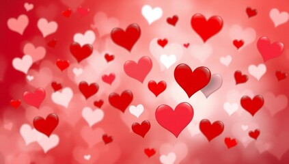 Floating hearts in soft red glow