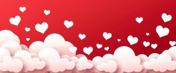 Hearts floating in clouds