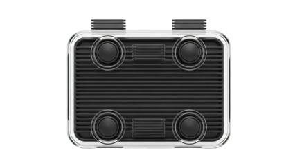 Retro Speaker with Four Woofers and Chrome Accents