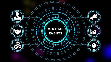 Abstract automation technology background. Business, Technology, Internet and network concept." VIRTUAL EVENTS" a crucial business strategy for workforce business success growth. 4k video