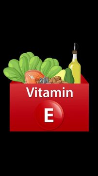 Vitamin E Supplement Box Filling With Healthy Food Ingredients