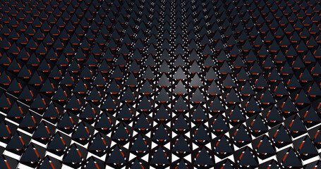 Abstract 3D geometric background featuring a repeating pattern of dark triangular shapes with sharp angles and depth. Modern futuristic design suitable for technology, architecture, data visualization