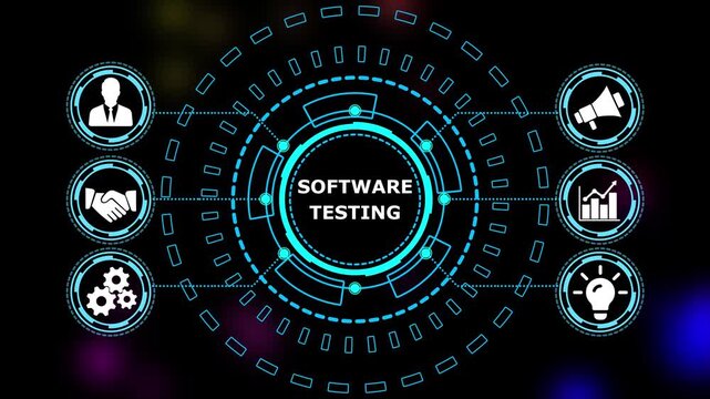 Abstract automation technology background. Business, Technology, Internet and network concept."SOFTWARE TESTING" a crucial business strategy for workforce business success growth. 4k video