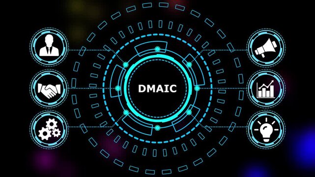 Abstract automation technology background. Business, Technology, Internet and network concept."DMAIC" a crucial business strategy for workforce business success growth. 4k video