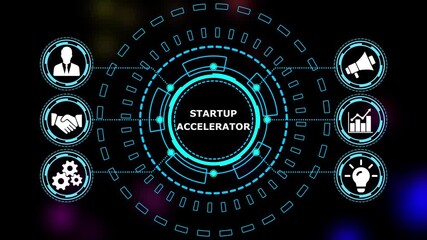 Abstract automation technology background. Business, Technology, Internet and network concept."STARTUP ACCELERATOR" a crucial business strategy for workforce business success growth. 4k video