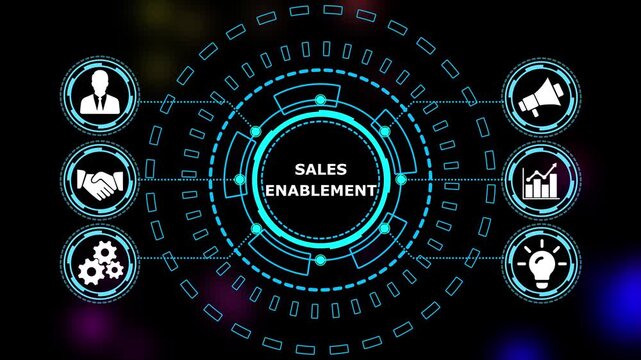Abstract automation technology background. Business, Technology, Internet and network concept."SALES ENABLEMENT" a crucial business strategy for workforce business success growth. 4k video