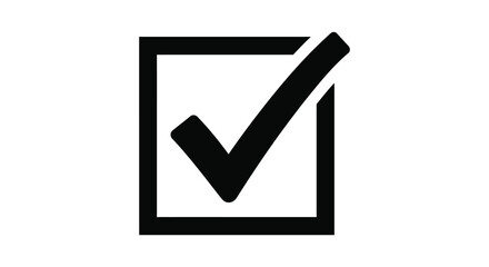 A black and white image of a checkmark inside a square a bold silhouette © mrvect02