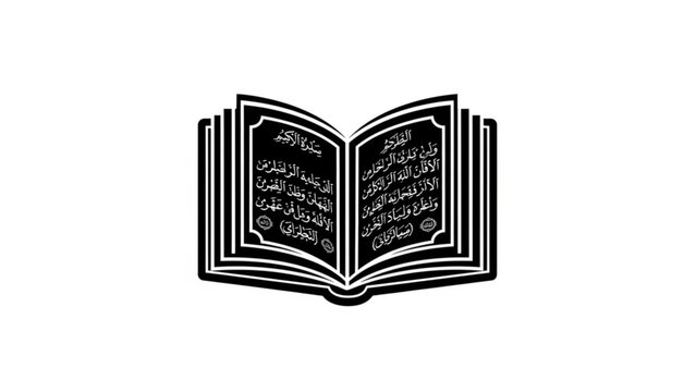 Arabic script book illustration with black and white design elements with education and literature and language and culture and islamic and calligraphy