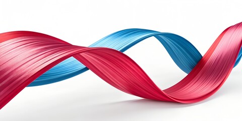 Abstract flowing shape design featuring two contrasting interwoven red and blue ribbon forms creating a dynamic graphic visual concept