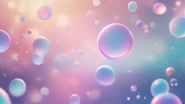 Pastel Spheres Floating in Dreamy Light Pink and Blue Background