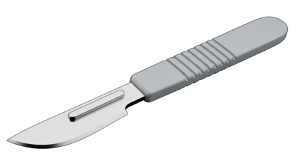 Scalpel with Metal Blade and Gray Handle
