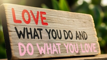 Inspirational Quote love What You Do on Wood