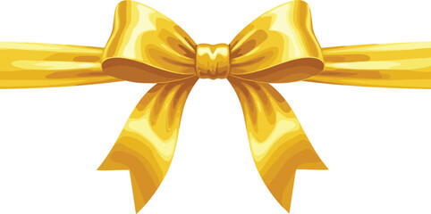 Golden ribbon bow illustration isolated on white background luxury gift decoration festive celebration holiday design vector element concept