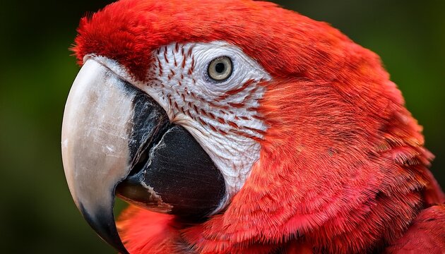 Extreme Close Up Of A Scarlet Macaw With Vivid Red