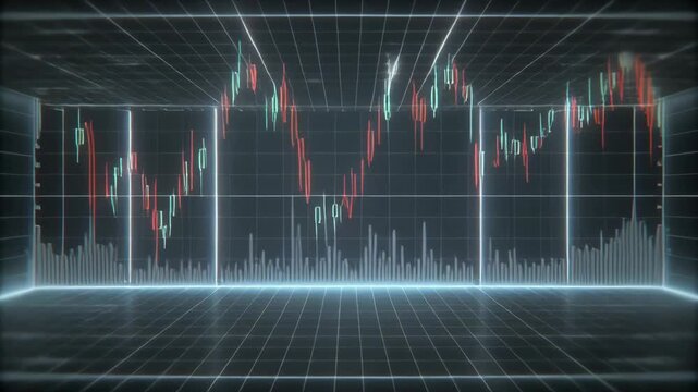 Financial Chart Candlestick Trading with Futuristic Background Design
