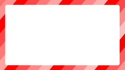 Red and pink diagonal stripes border design with a clean white rectangular space in the center. Modern abstract geometric frame for festive or commercial use.