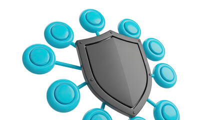 3D Shield with Connected Nodes Concept